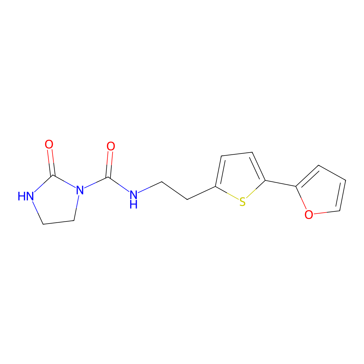 N-{2-[5-(furan-2-yl)thiophen-2-yl]ethyl}-2-oxoimidazolidine-1-carboxamide molecular structure, CAS 2742078-45-9
