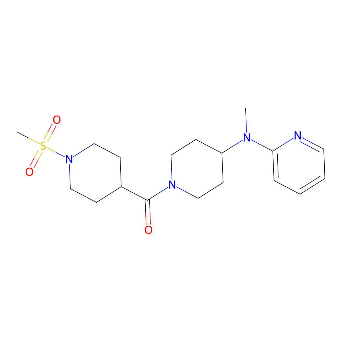 N-[1-(1-methanesulfonylpiperidine-4-carbonyl)piperidin-4-yl]-N-methylpyridin-2-amine molecular structure, CAS 2742078-46-0