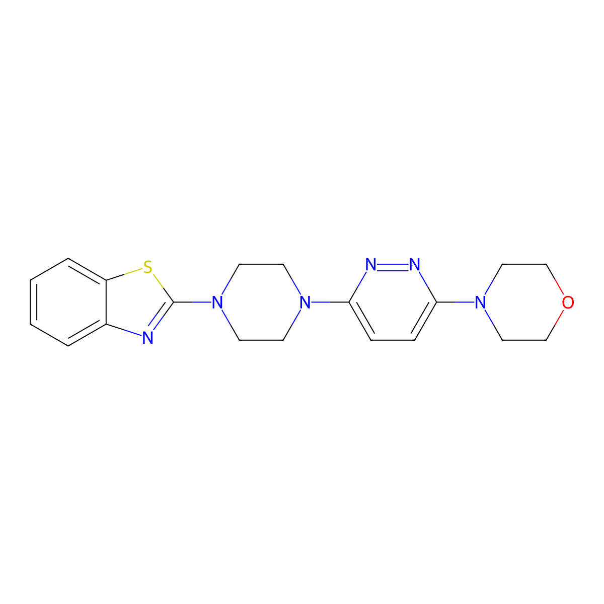 2-{4-[6-(Morpholin-4-yl)pyridazin-3-yl]piperazin-1-yl}-1,3-benzothiazole molecular structure, CAS 2742078-50-6