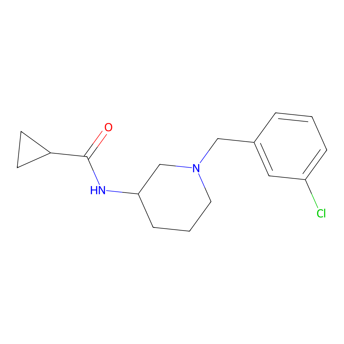 N-{1-[(3-chlorophenyl)methyl]piperidin-3-yl}cyclopropanecarboxamide molecular structure, CAS 2742078-51-7