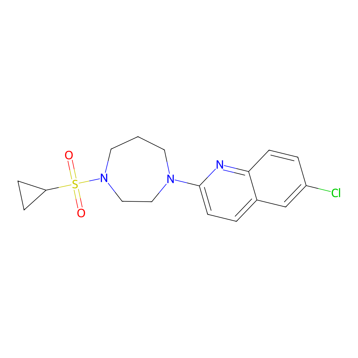 6-Chloro-2-[4-(cyclopropanesulfonyl)-1,4-diazepan-1-yl]quinoline molecular structure, CAS 2742078-52-8