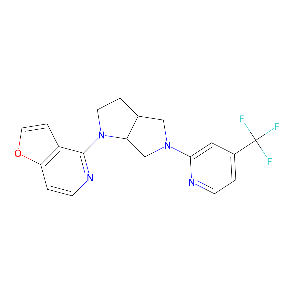 2-(1-{Furo[3,2-c]pyridin-4-yl}-octahydropyrrolo[3,4-b]pyrrol-5-yl)-4-(trifluoromethyl)pyridine molecular structure, CAS 2742078-53-9