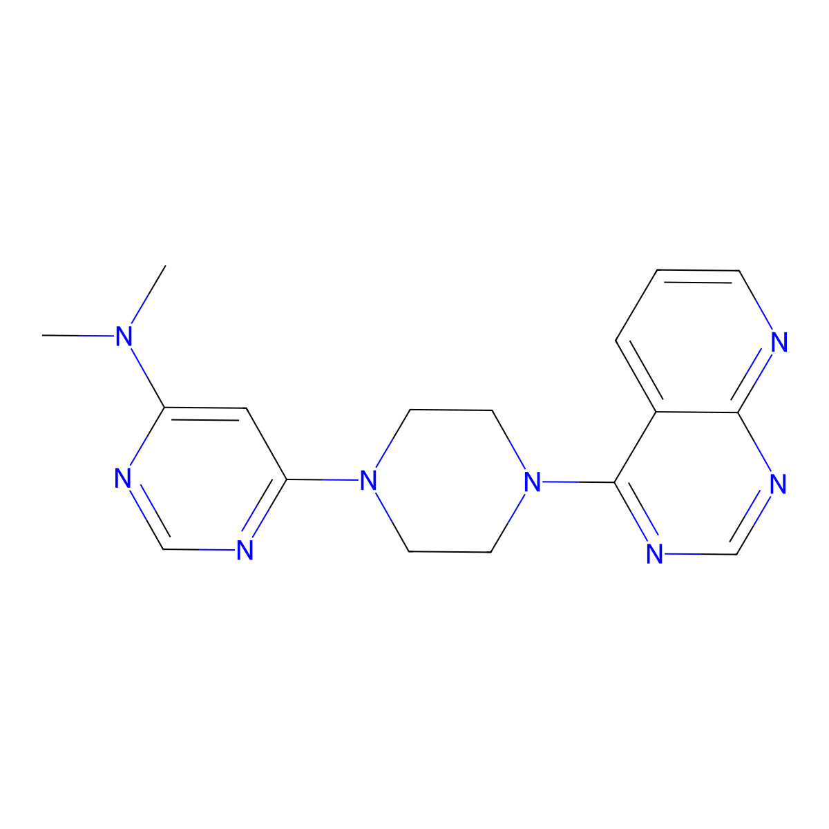 N,N-dimethyl-6-(4-{pyrido[2,3-d]pyrimidin-4-yl}piperazin-1-yl)pyrimidin-4-amine molecular structure, CAS 2742078-54-0