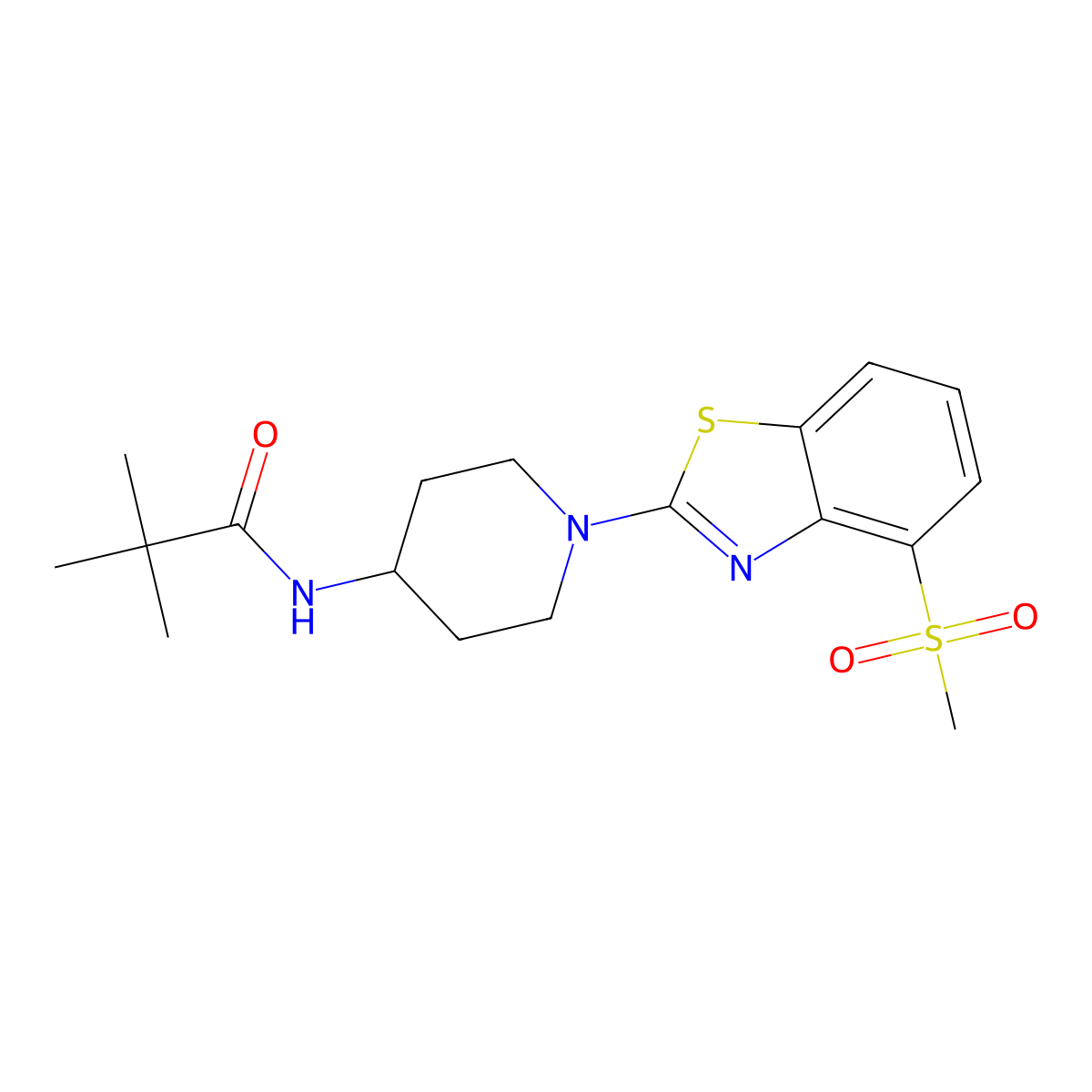 N-[1-(4-methanesulfonyl-1,3-benzothiazol-2-yl)piperidin-4-yl]-2,2-dimethylpropanamide molecular structure, CAS 2742078-60-8