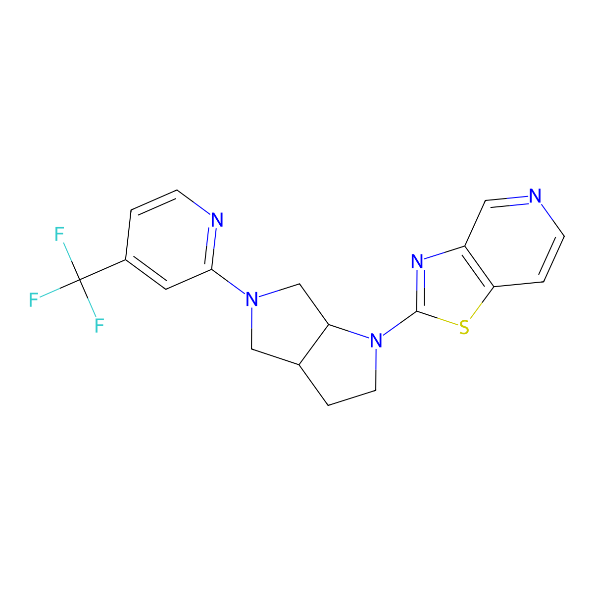 2-(1-{[1,3]Thiazolo[4,5-c]pyridin-2-yl}-octahydropyrrolo[2,3-c]pyrrol-5-yl)-4-(trifluoromethyl)pyridine molecular structure, CAS 2742078-61-9