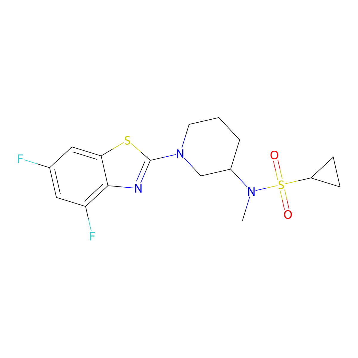 N-[1-(4,6-difluoro-1,3-benzothiazol-2-yl)piperidin-3-yl]-N-methylcyclopropanesulfonamide molecular structure, CAS 2742078-65-3
