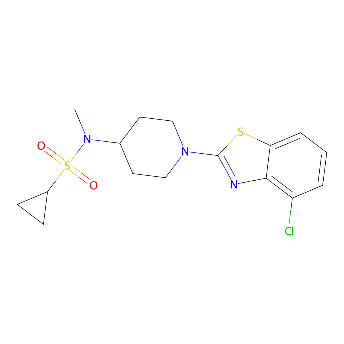 N-[1-(4-chloro-1,3-benzothiazol-2-yl)piperidin-4-yl]-N-methylcyclopropanesulfonamide molecular structure, CAS 2742078-66-4