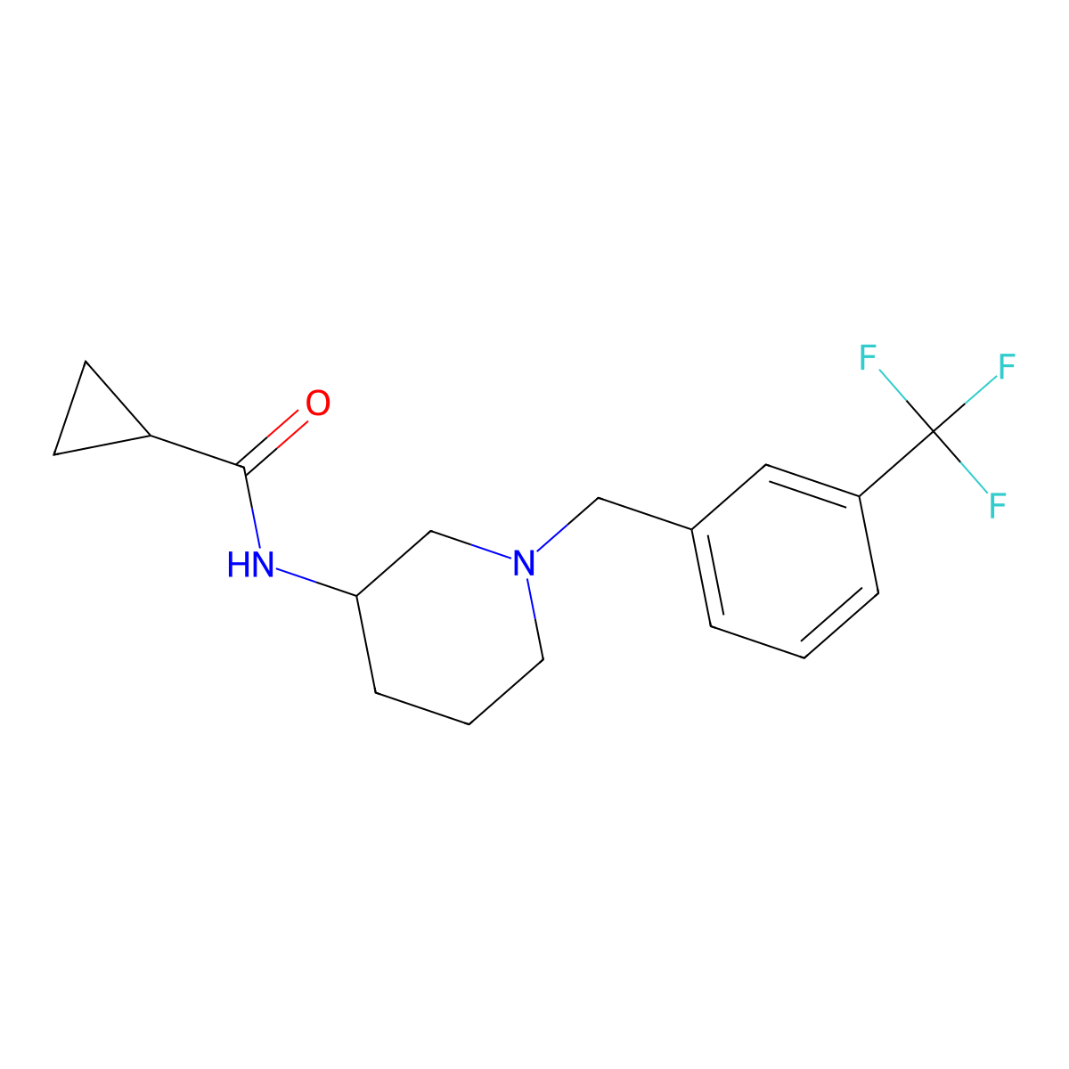N-(1-{[3-(trifluoromethyl)phenyl]methyl}piperidin-3-yl)cyclopropanecarboxamide molecular structure, CAS 2742078-67-5