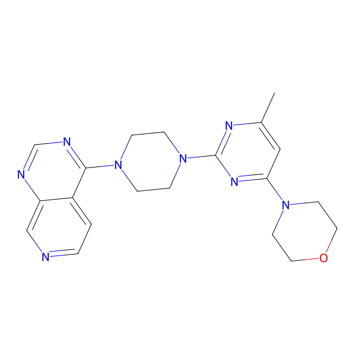 4-[6-Methyl-2-(4-{pyrido[3,4-d]pyrimidin-4-yl}piperazin-1-yl)pyrimidin-4-yl]morpholine molecular structure, CAS 2742078-68-6
