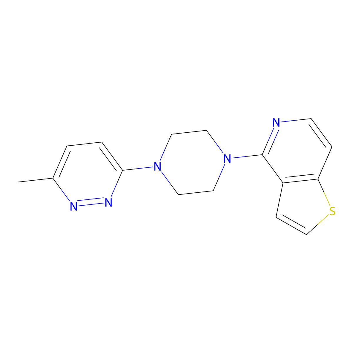 3-Methyl-6-(4-{thieno[3,2-c]pyridin-4-yl}piperazin-1-yl)pyridazine molecular structure, CAS 2742078-71-1