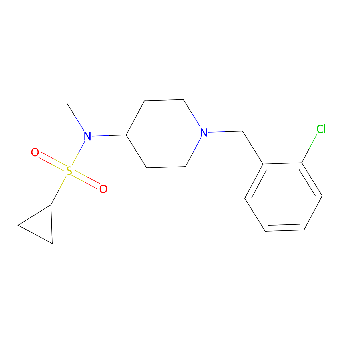 N-{1-[(2-chlorophenyl)methyl]piperidin-4-yl}-N-methylcyclopropanesulfonamide molecular structure, CAS 2742078-72-2