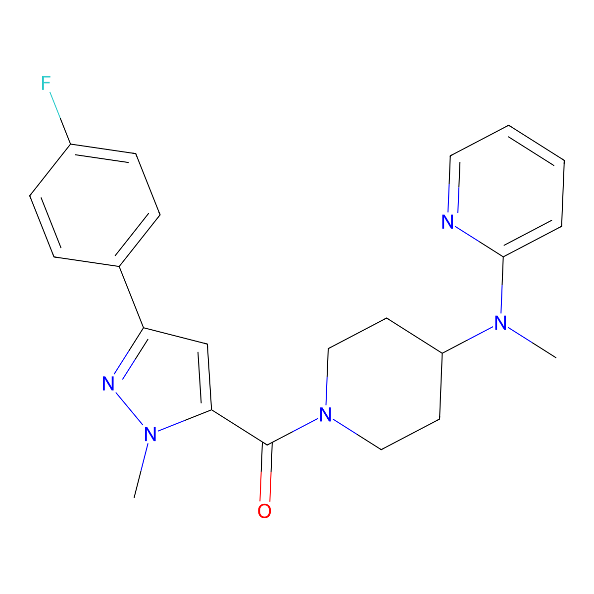 N-{1-[3-(4-fluorophenyl)-1-methyl-1H-pyrazole-5-carbonyl]piperidin-4-yl}-N-methylpyridin-2-amine molecular structure, CAS 2742078-82-4