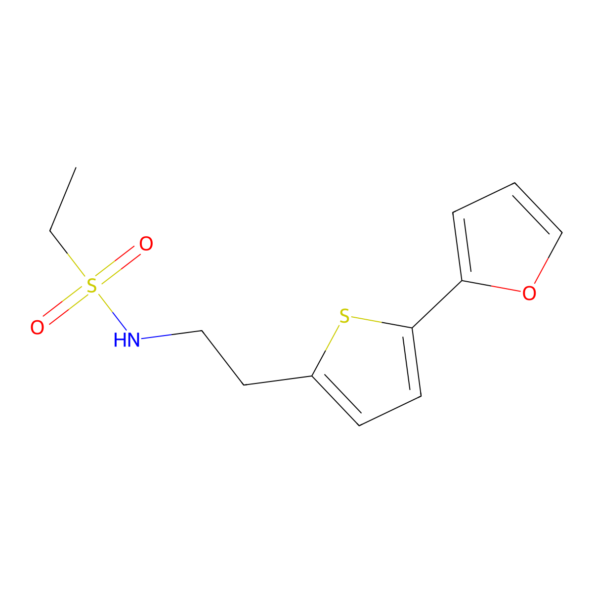 N-{2-[5-(furan-2-yl)thiophen-2-yl]ethyl}ethane-1-sulfonamide molecular structure, CAS 2742078-83-5