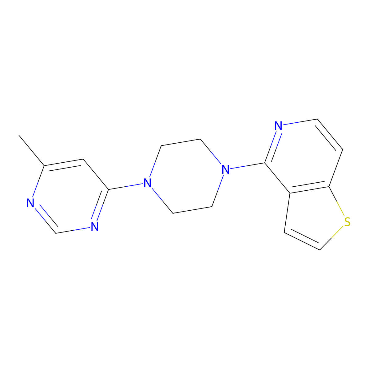 4-Methyl-6-(4-{thieno[3,2-c]pyridin-4-yl}piperazin-1-yl)pyrimidine molecular structure, CAS 2742078-85-7