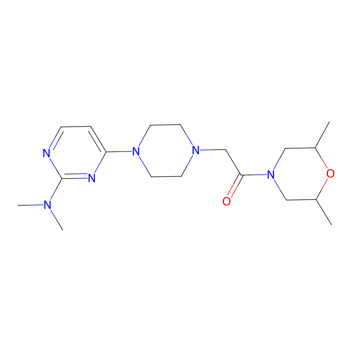 2-{4-[2-(Dimethylamino)pyrimidin-4-yl]piperazin-1-yl}-1-(2,6-dimethylmorpholin-4-yl)ethan-1-one molecular structure, CAS 2742078-87-9