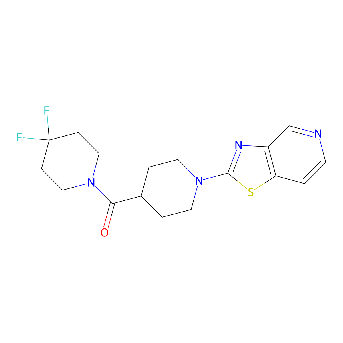 4-(4,4-Difluoropiperidine-1-carbonyl)-1-{[1,3]thiazolo[4,5-c]pyridin-2-yl}piperidine molecular structure, CAS 2742078-90-4