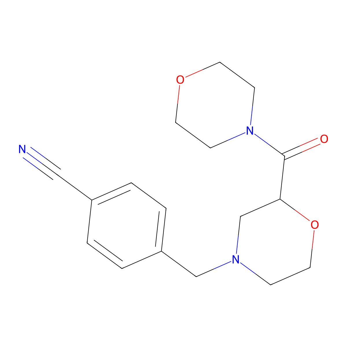 4-{[2-(Morpholine-4-carbonyl)morpholin-4-yl]methyl}benzonitrile molecular structure, CAS 2742078-93-7