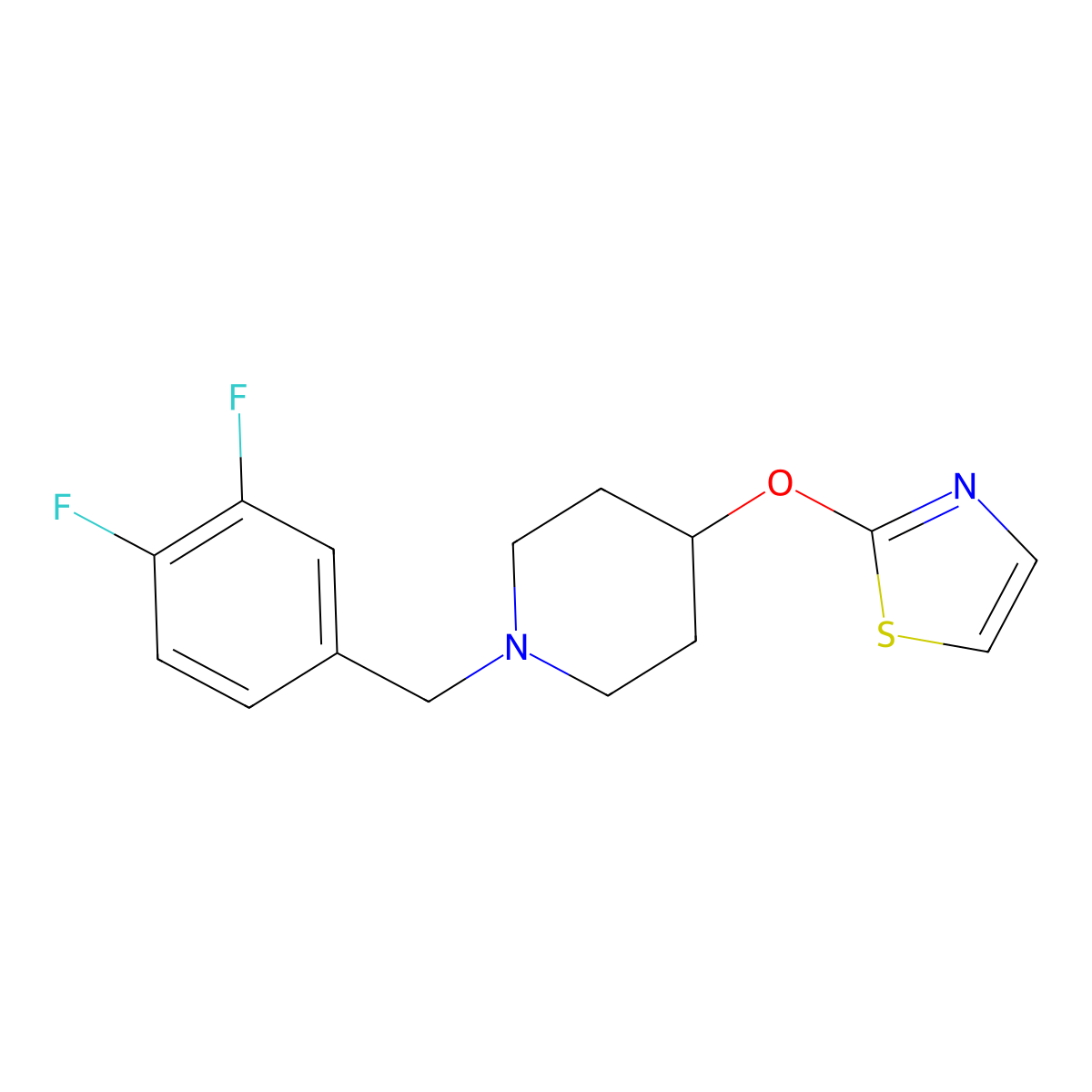 1-[(3,4-Difluorophenyl)methyl]-4-(1,3-thiazol-2-yloxy)piperidine molecular structure, CAS 2742079-03-2