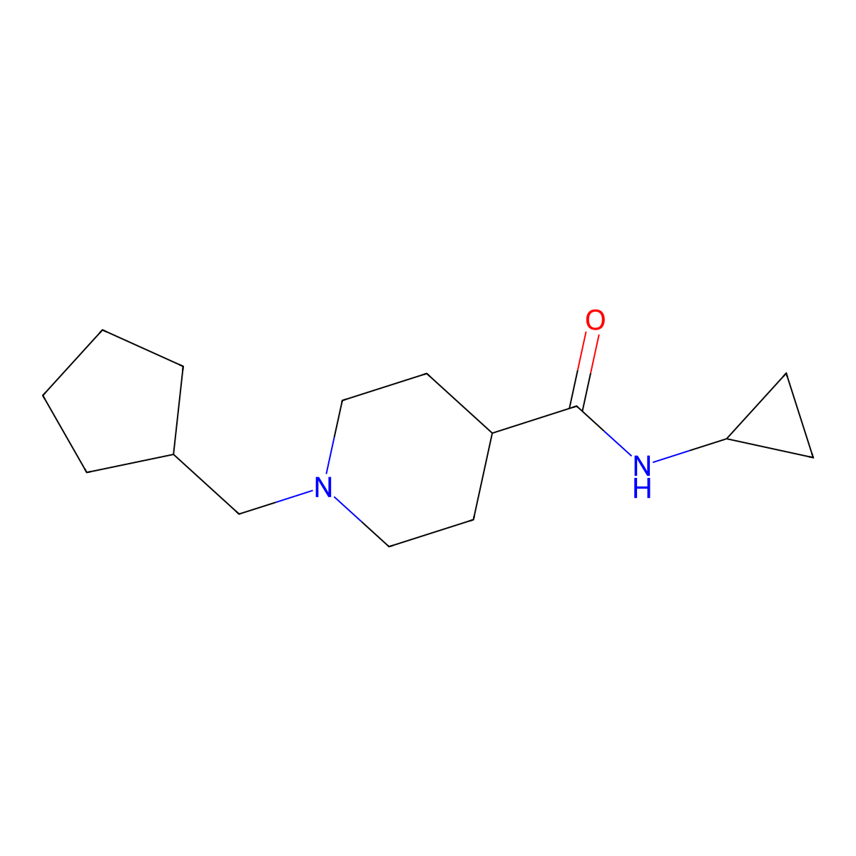 1-(cyclopentylmethyl)-N-cyclopropylpiperidine-4-carboxamide molecular structure, CAS 2742079-04-3