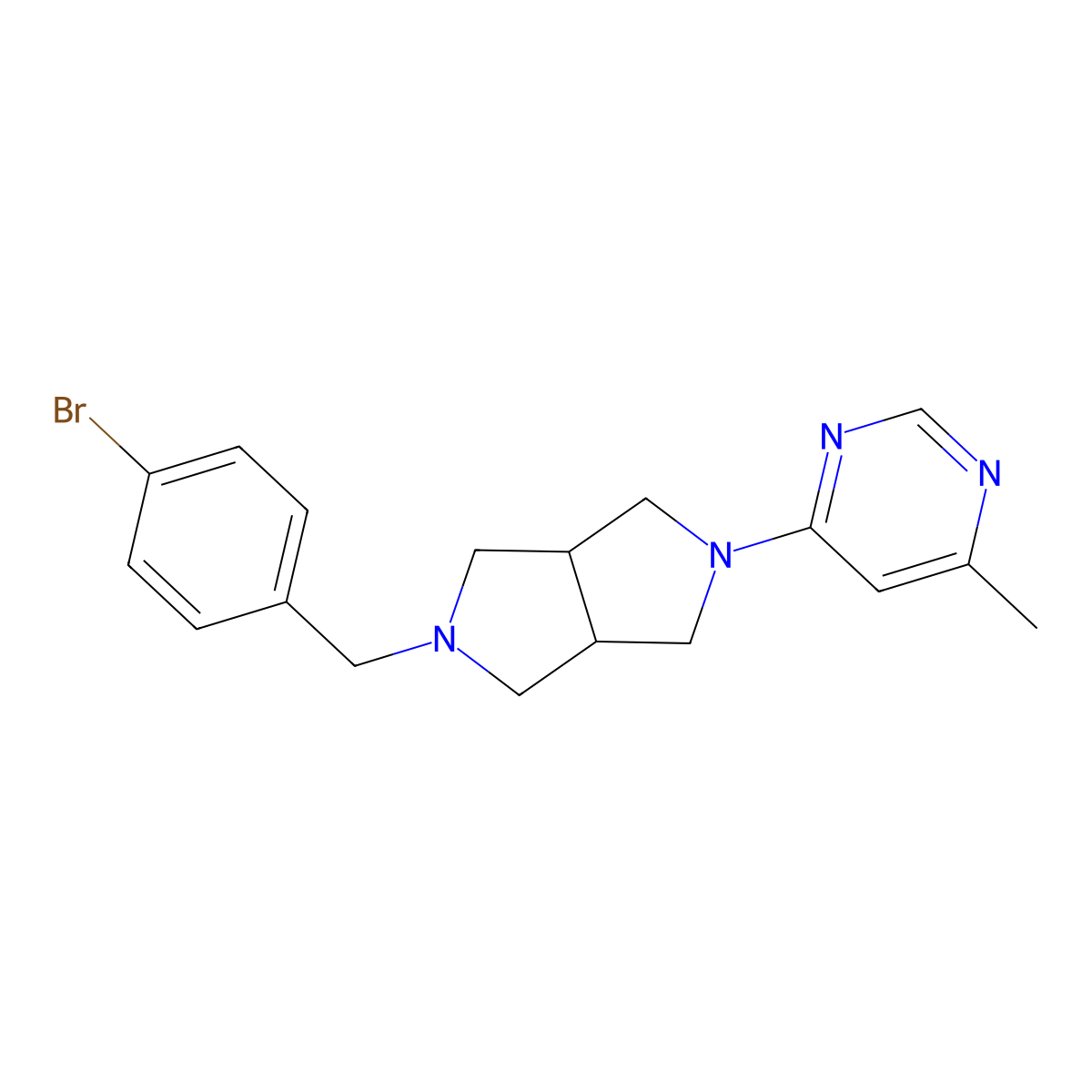 4-{5-[(4-Bromophenyl)methyl]-octahydropyrrolo[3,4-c]pyrrol-2-yl}-6-methylpyrimidine molecular structure, CAS 2742079-06-5