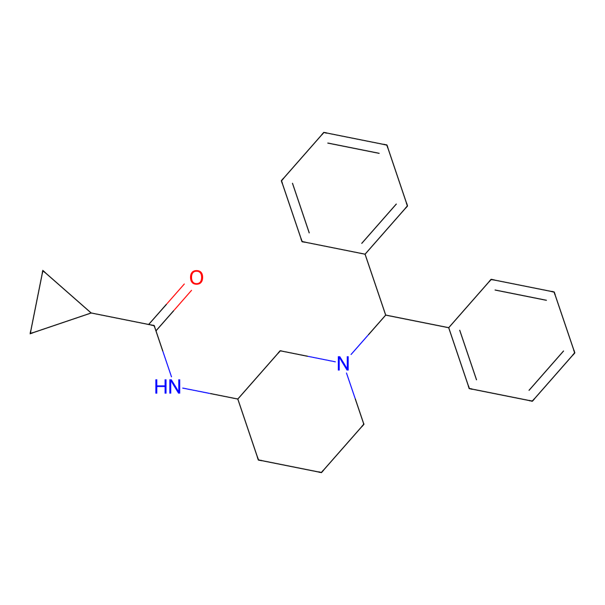 N-[1-(diphenylmethyl)piperidin-3-yl]cyclopropanecarboxamide molecular structure, CAS 2742079-08-7