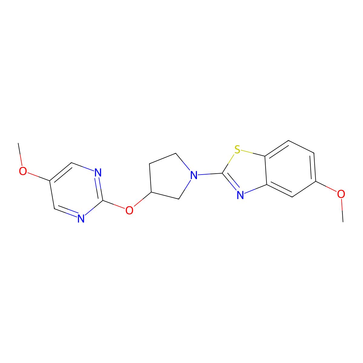 5-Methoxy-2-{3-[(5-methoxypyrimidin-2-yl)oxy]pyrrolidin-1-yl}-1,3-benzothiazole molecular structure, CAS 2742079-09-8