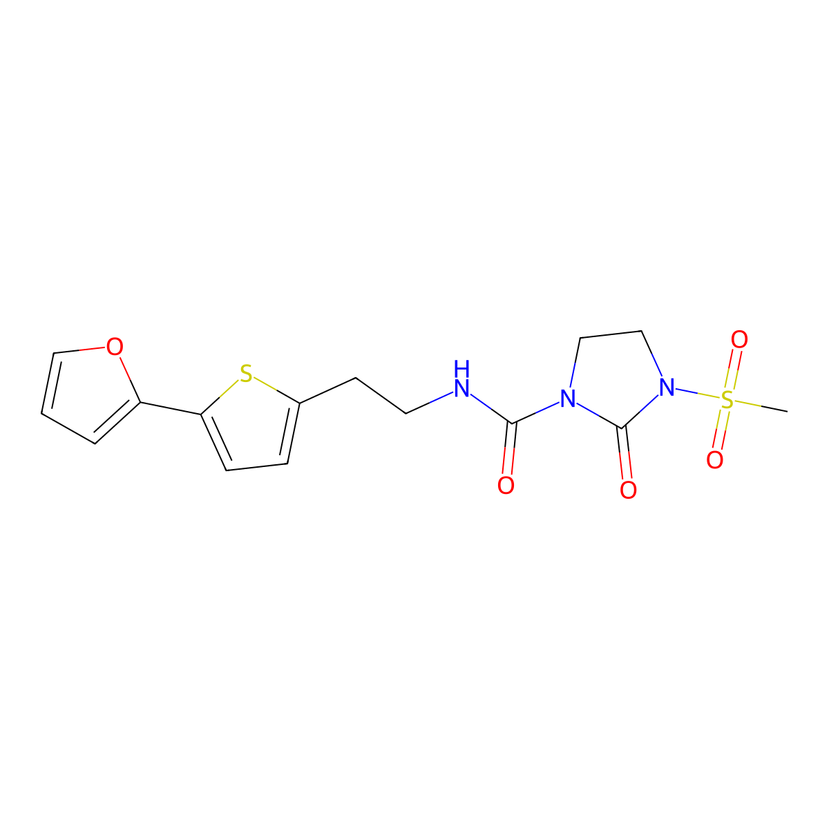 N-{2-[5-(furan-2-yl)thiophen-2-yl]ethyl}-3-methanesulfonyl-2-oxoimidazolidine-1-carboxamide molecular structure, CAS 2742079-11-2