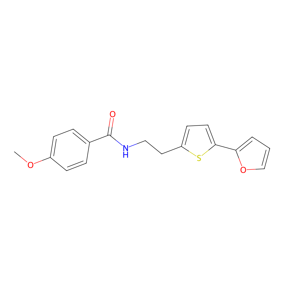 N-{2-[5-(furan-2-yl)thiophen-2-yl]ethyl}-4-methoxybenzamide molecular structure, CAS 2742079-21-4