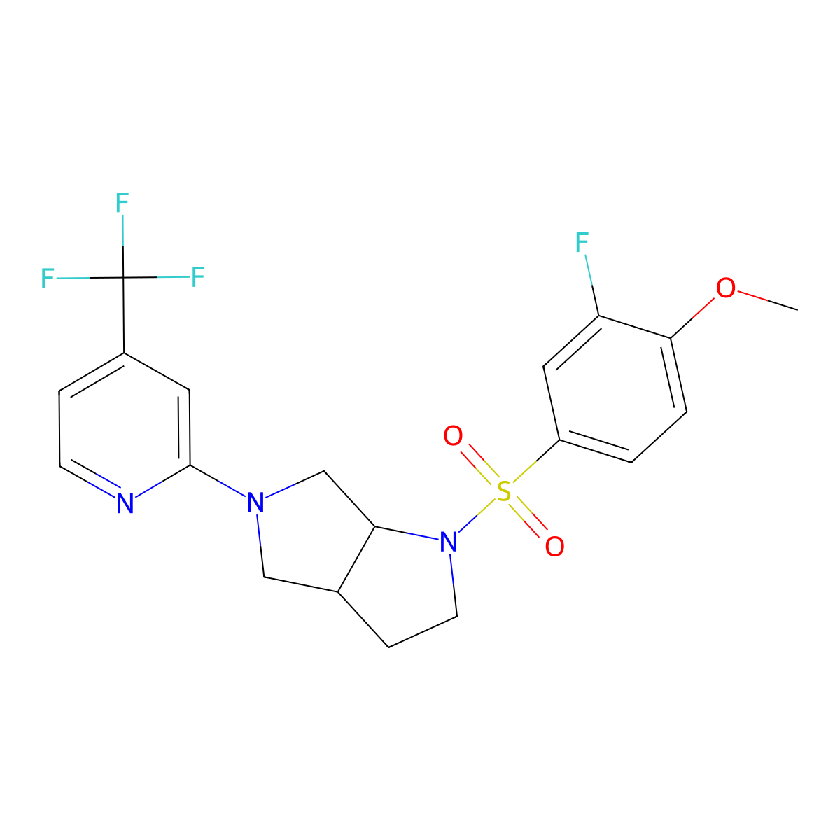 2-[1-(3-Fluoro-4-methoxybenzenesulfonyl)-octahydropyrrolo[2,3-c]pyrrol-5-yl]-4-(trifluoromethyl)pyridine molecular structure, CAS 2742079-24-7