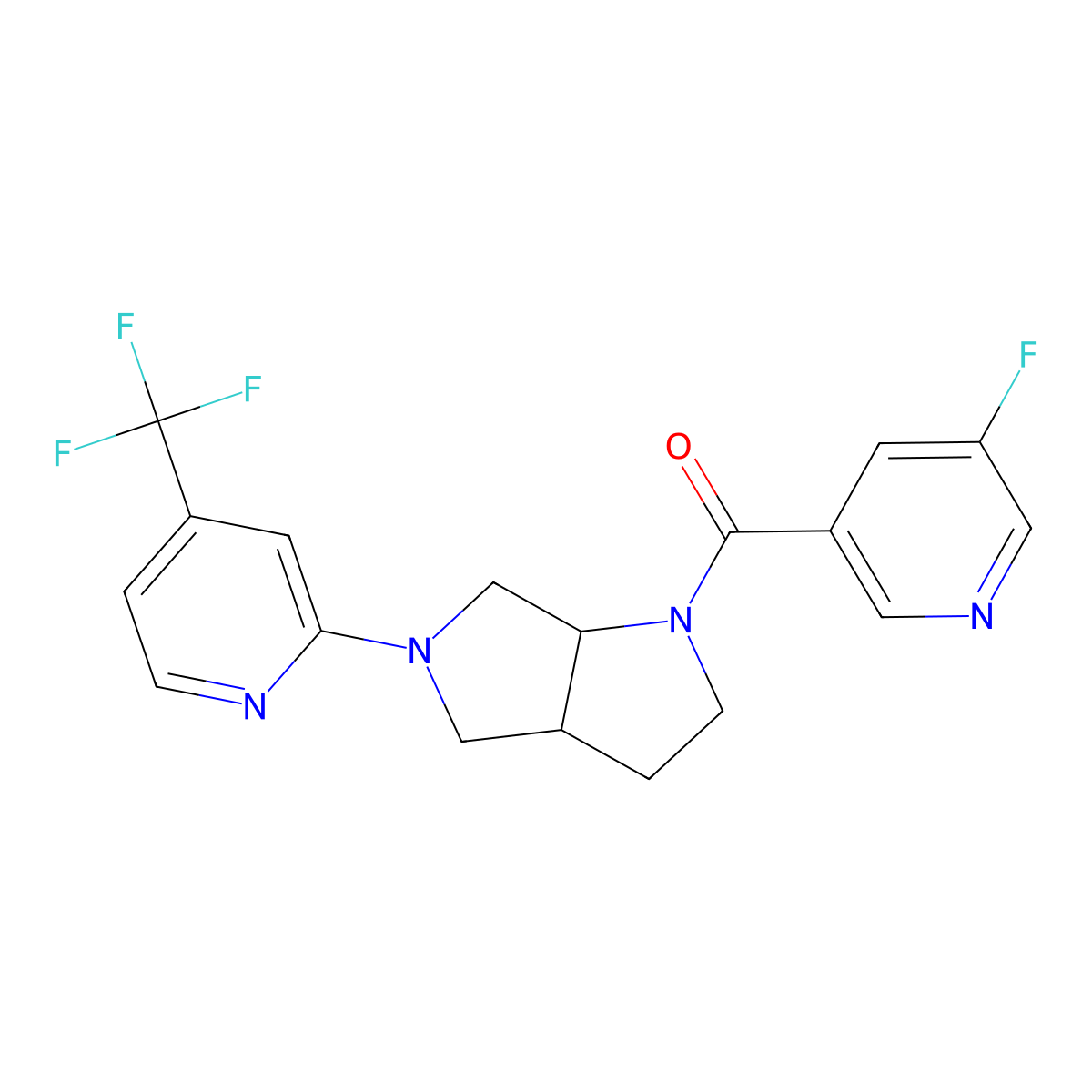 2-[1-(5-Fluoropyridine-3-carbonyl)-octahydropyrrolo[3,4-b]pyrrol-5-yl]-4-(trifluoromethyl)pyridine molecular structure, CAS 2742079-33-8
