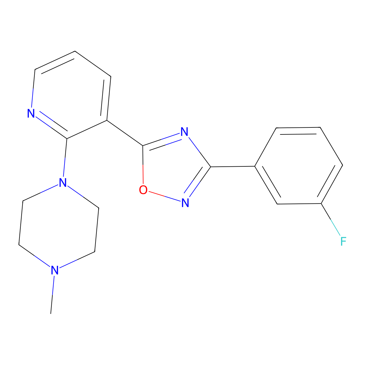 1-{3-[3-(3-Fluorophenyl)-1,2,4-oxadiazol-5-yl]pyridin-2-yl}-4-methylpiperazine molecular structure, CAS 2742079-34-9