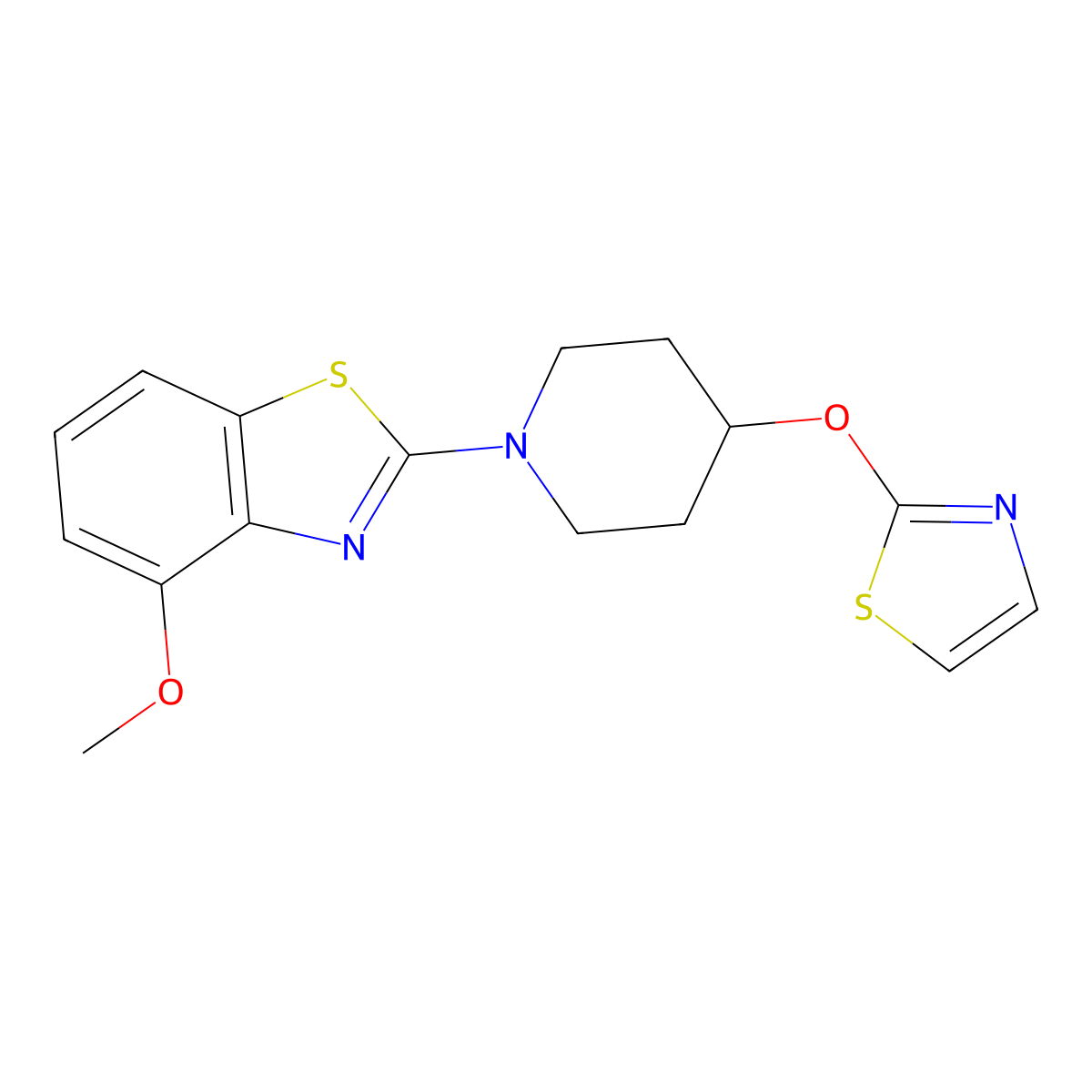 4-Methoxy-2-[4-(1,3-thiazol-2-yloxy)piperidin-1-yl]-1,3-benzothiazole molecular structure, CAS 2742079-38-3