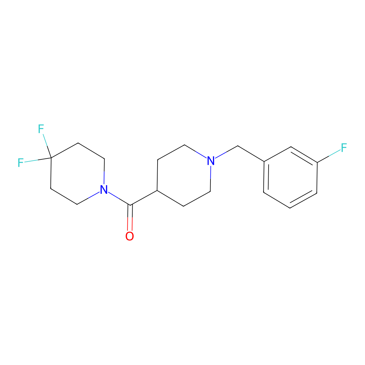 4,4-Difluoro-1-{1-[(3-fluorophenyl)methyl]piperidine-4-carbonyl}piperidine molecular structure, CAS 2742079-45-2