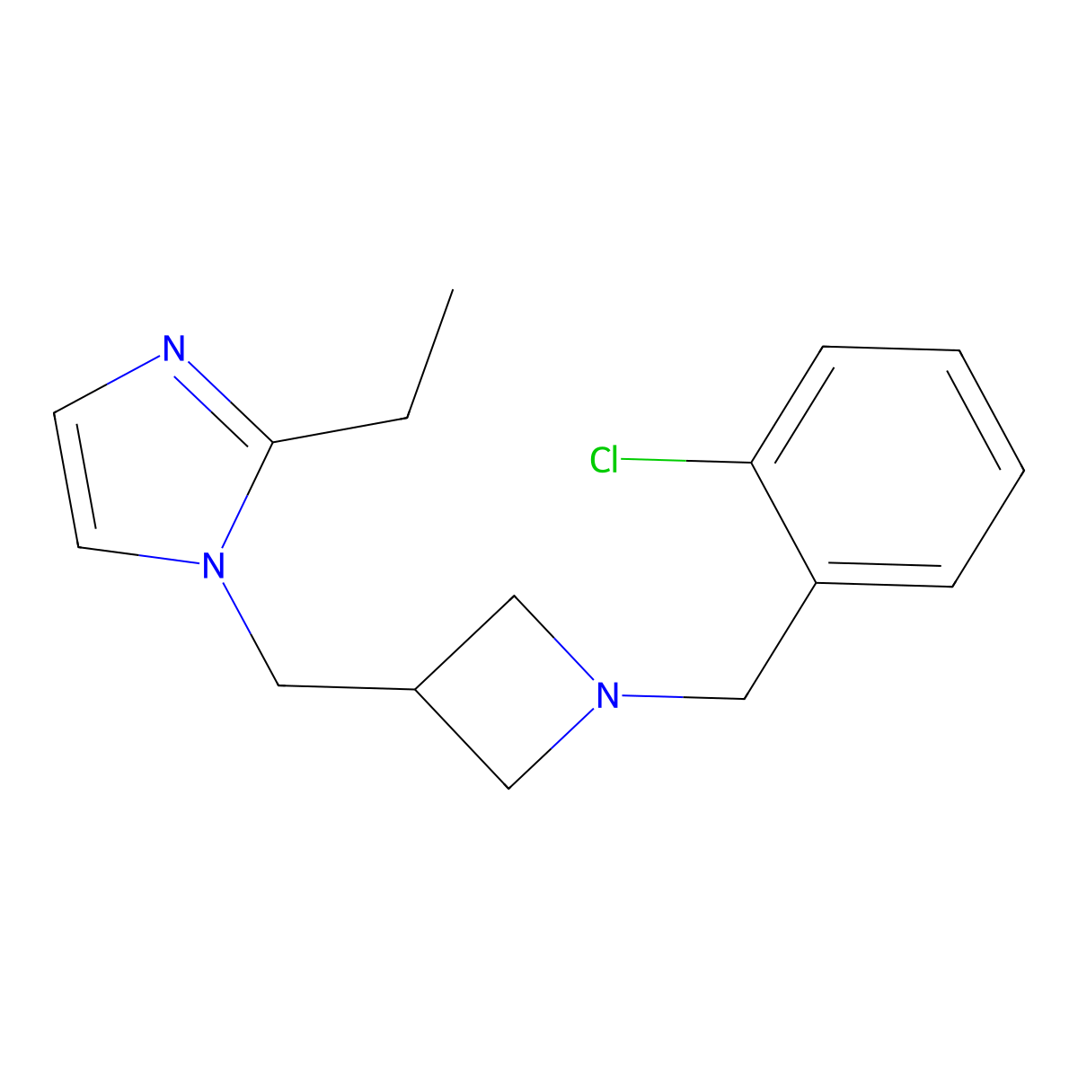 1-({1-[(2-chlorophenyl)methyl]azetidin-3-yl}methyl)-2-ethyl-1H-imidazole molecular structure, CAS 2742079-49-6