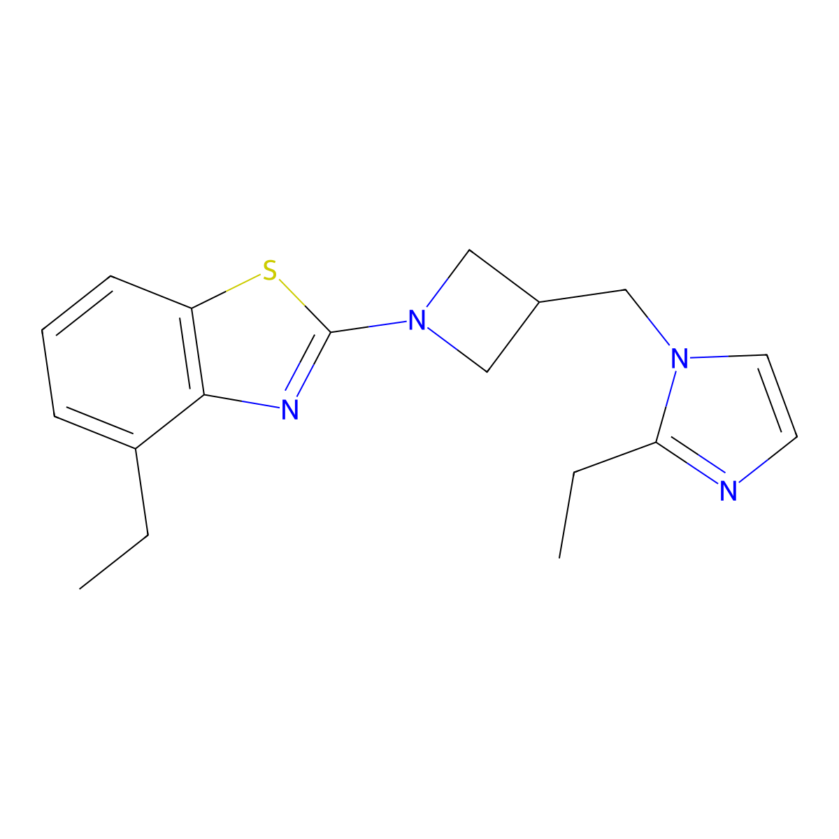 4-Ethyl-2-[3-[(2-ethylimidazol-1-yl)methyl]azetidin-1-yl]-1,3-benzothiazole molecular structure, CAS 2742079-54-3