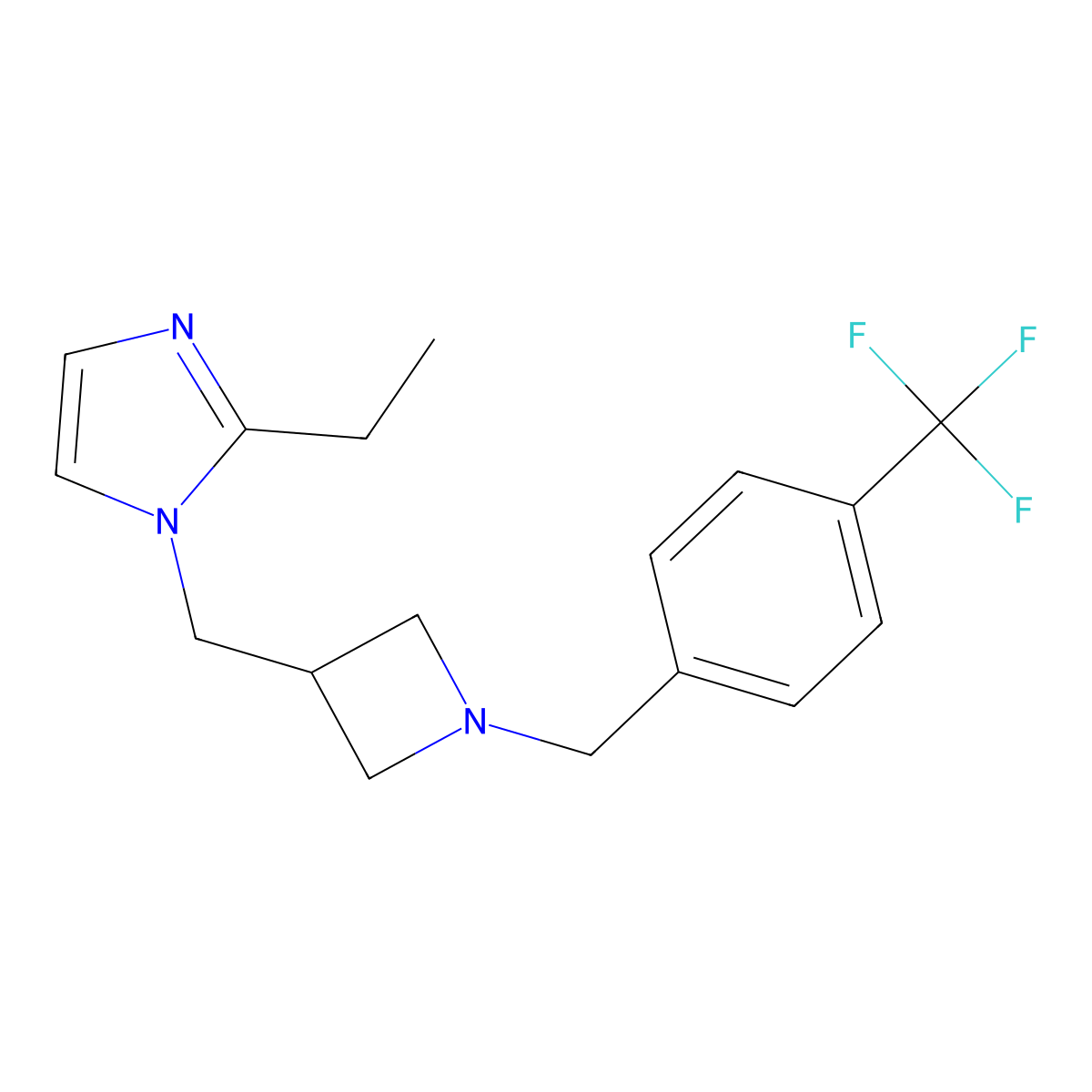 2-ethyl-1-[(1-{[4-(trifluoromethyl)phenyl]methyl}azetidin-3-yl)methyl]-1H-imidazole molecular structure, CAS 2742079-55-4