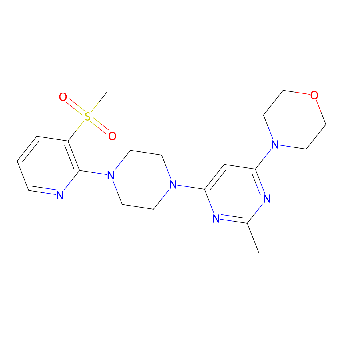 4-{6-[4-(3-Methanesulfonylpyridin-2-yl)piperazin-1-yl]-2-methylpyrimidin-4-yl}morpholine molecular structure, CAS 2742079-57-6