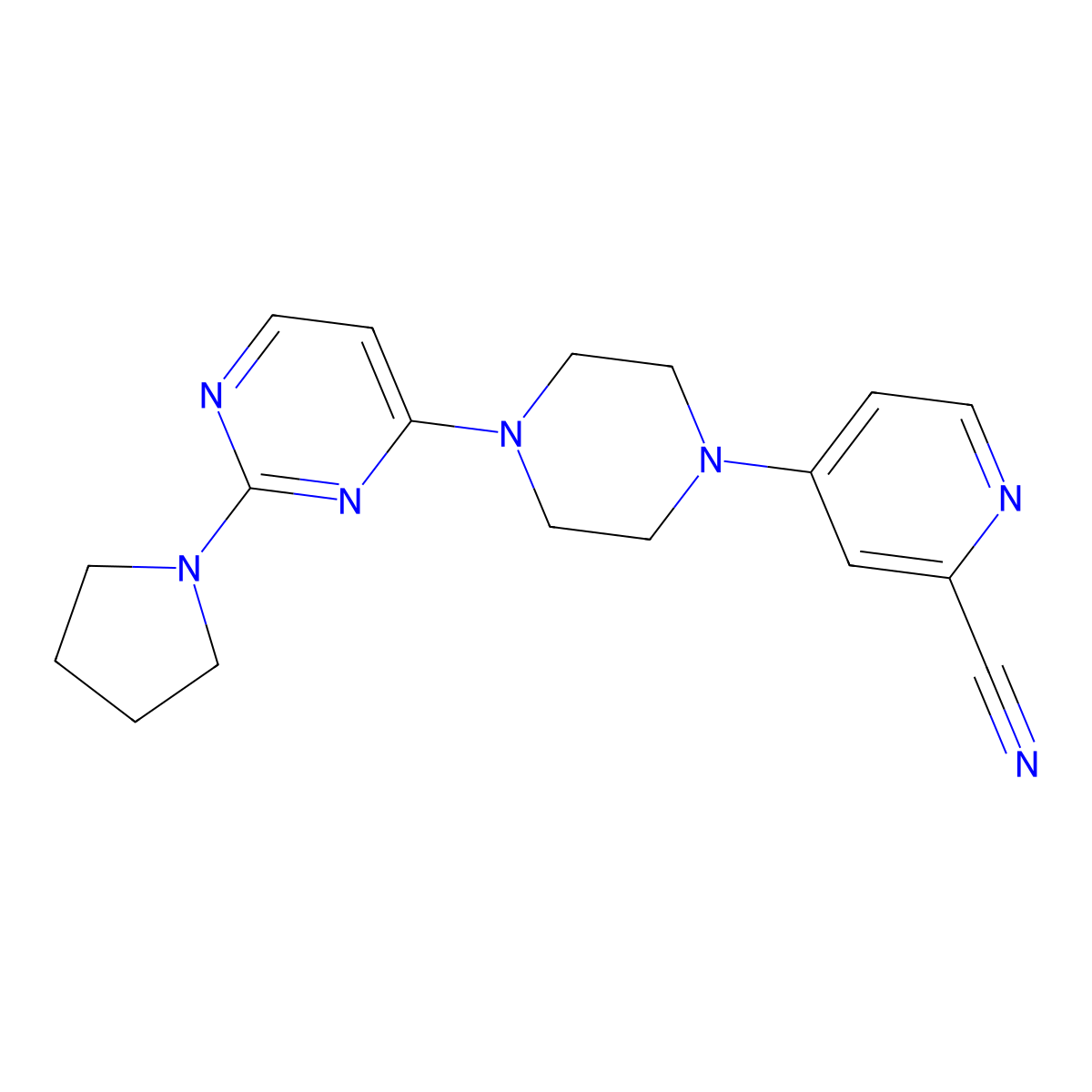 4-{4-[2-(Pyrrolidin-1-yl)pyrimidin-4-yl]piperazin-1-yl}pyridine-2-carbonitrile molecular structure, CAS 2742079-66-7
