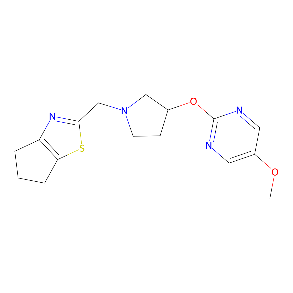 2-{[1-({4H,5H,6H-cyclopenta[d][1,3]thiazol-2-yl}methyl)pyrrolidin-3-yl]oxy}-5-methoxypyrimidine molecular structure, CAS 2742079-72-5