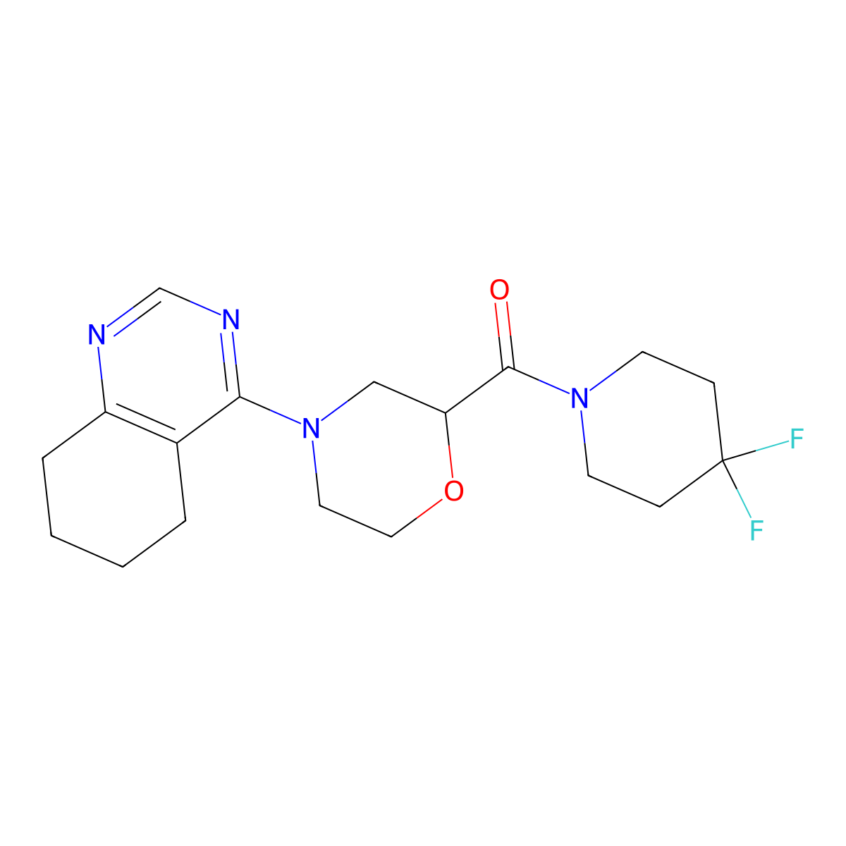 4-[2-(4,4-Difluoropiperidine-1-carbonyl)morpholin-4-yl]-5,6,7,8-tetrahydroquinazoline molecular structure, CAS 2742079-74-7
