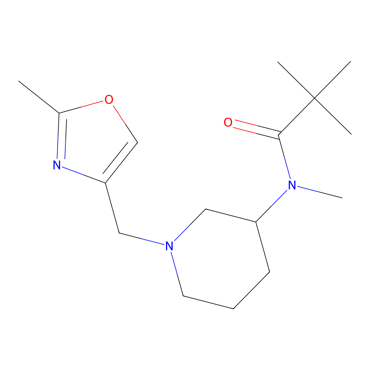 N,2,2-trimethyl-N-{1-[(2-methyl-1,3-oxazol-4-yl)methyl]piperidin-3-yl}propanamide molecular structure, CAS 2742079-82-7