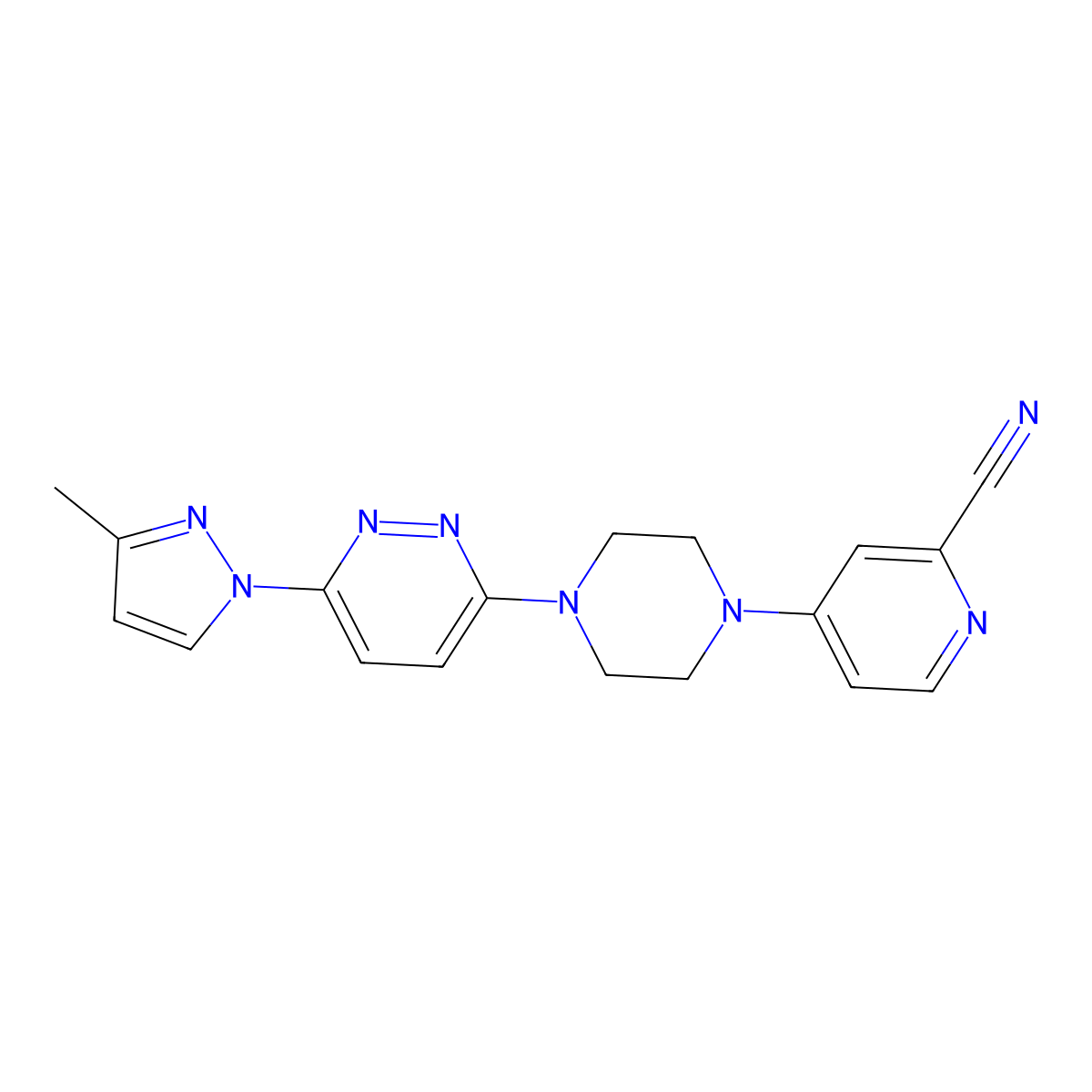 4-{4-[6-(3-methyl-1H-pyrazol-1-yl)pyridazin-3-yl]piperazin-1-yl}pyridine-2-carbonitrile molecular structure, CAS 2742079-85-0