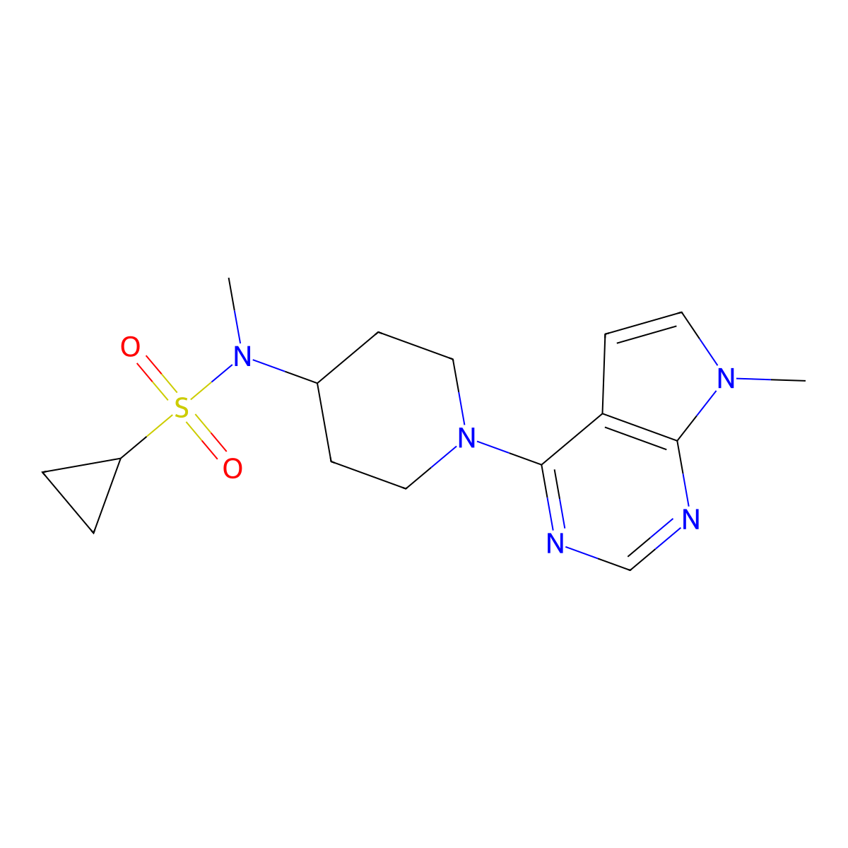 N-methyl-N-(1-{7-methyl-7H-pyrrolo[2,3-d]pyrimidin-4-yl}piperidin-4-yl)cyclopropanesulfonamide molecular structure, CAS 2742079-93-0
