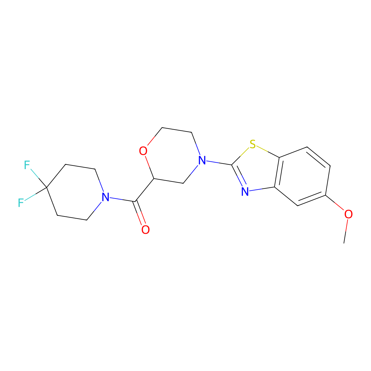 2-[2-(4,4-Difluoropiperidine-1-carbonyl)morpholin-4-yl]-5-methoxy-1,3-benzothiazole molecular structure, CAS 2742079-94-1