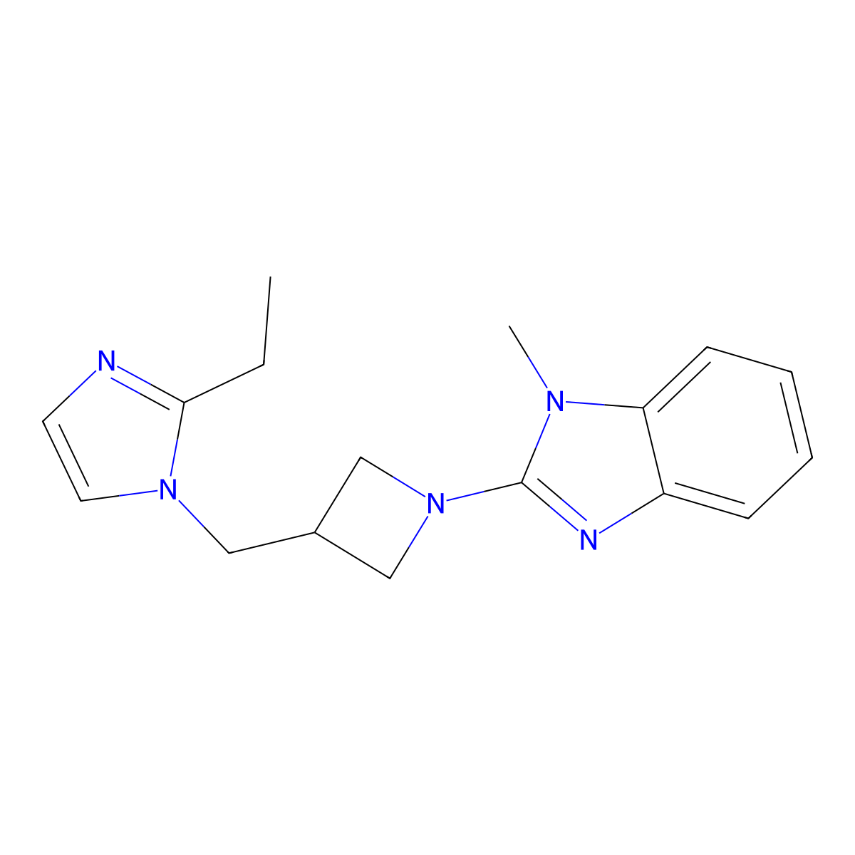 2-{3-[(2-ethyl-1H-imidazol-1-yl)methyl]azetidin-1-yl}-1-methyl-1H-1,3-benzodiazole molecular structure, CAS 2742079-98-5