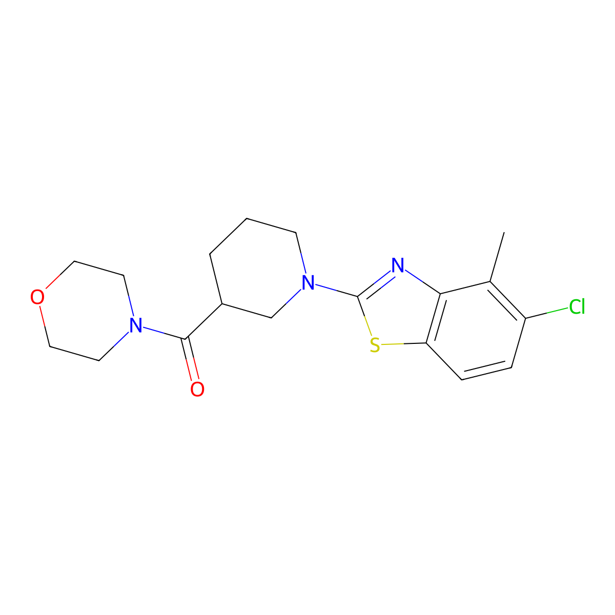 5-Chloro-4-methyl-2-[3-(morpholine-4-carbonyl)piperidin-1-yl]-1,3-benzothiazole molecular structure, CAS 2742080-00-6