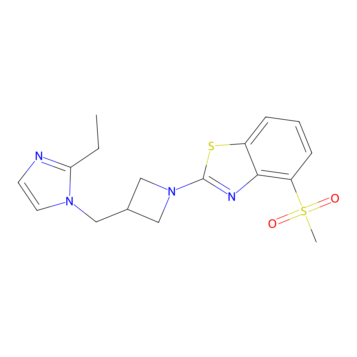 2-{3-[(2-ethyl-1H-imidazol-1-yl)methyl]azetidin-1-yl}-4-methanesulfonyl-1,3-benzothiazole molecular structure, CAS 2742080-06-2