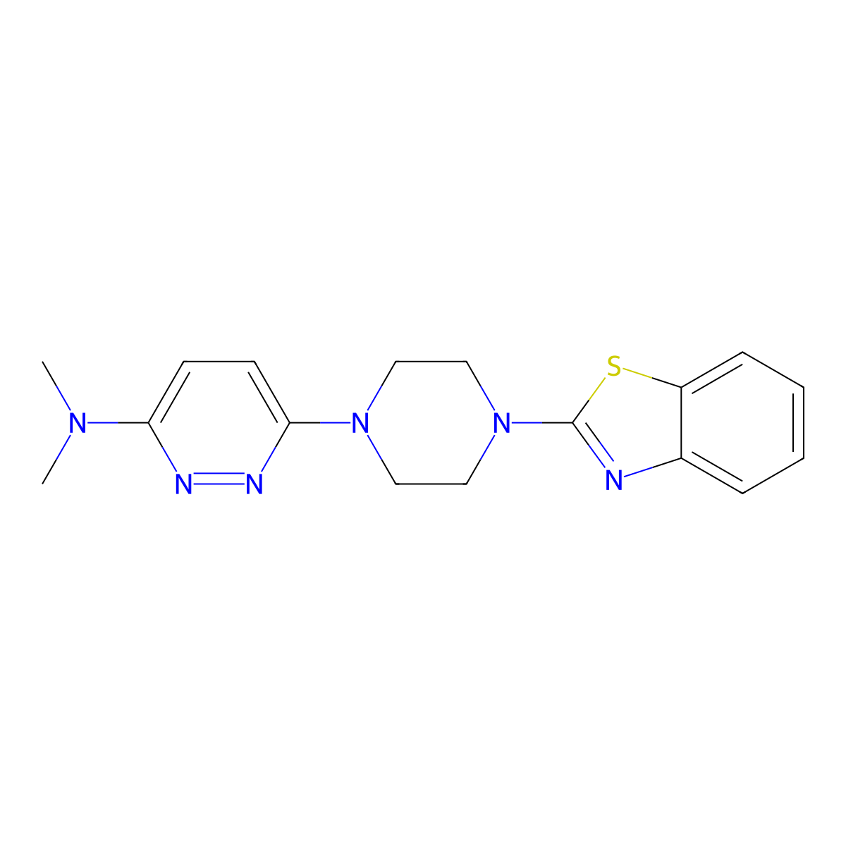 6-[4-(1,3-benzothiazol-2-yl)piperazin-1-yl]-N,N-dimethylpyridazin-3-amine molecular structure, CAS 2742080-09-5
