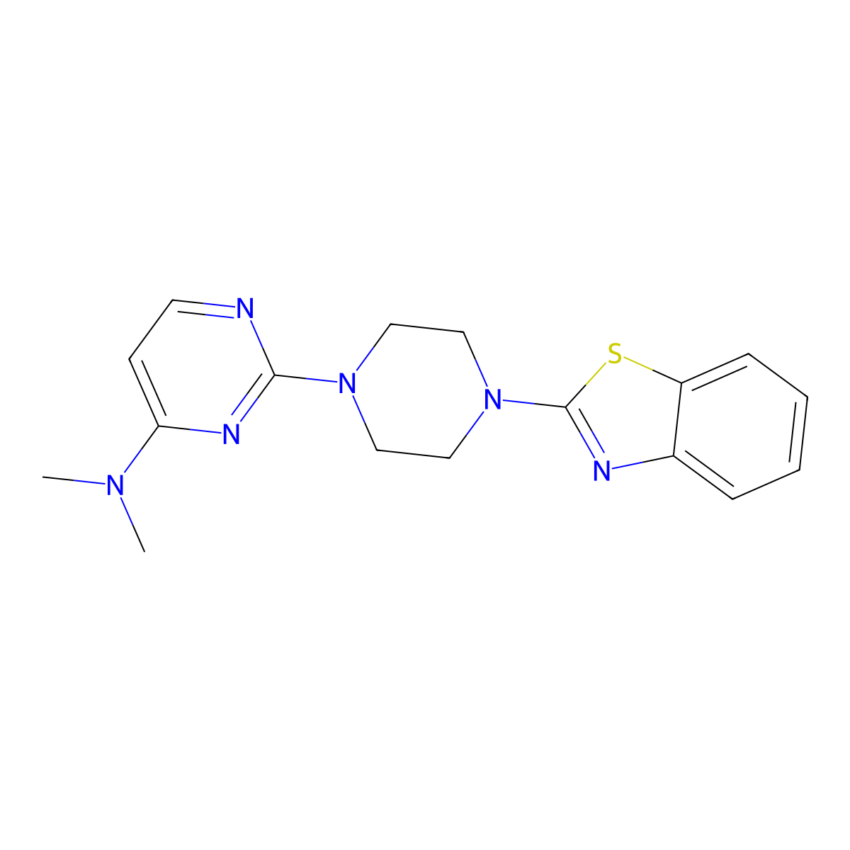 2-[4-(1,3-benzothiazol-2-yl)piperazin-1-yl]-N,N-dimethylpyrimidin-4-amine molecular structure, CAS 2742080-10-8