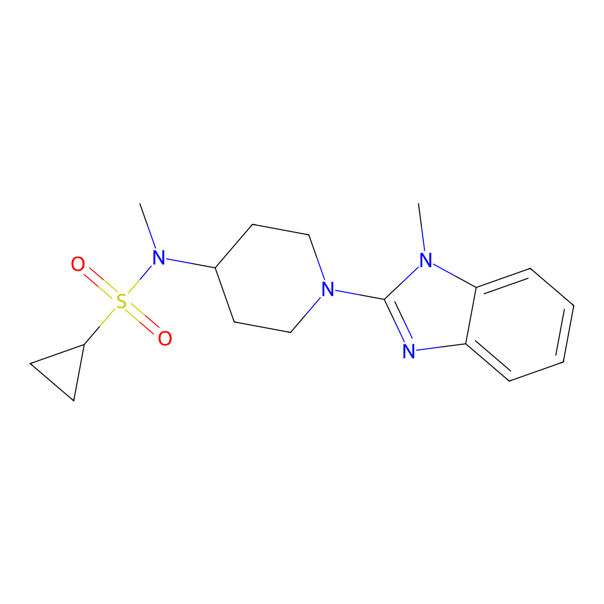 N-methyl-N-[1-(1-methyl-1H-1,3-benzodiazol-2-yl)piperidin-4-yl]cyclopropanesulfonamide molecular structure, CAS 2742080-11-9